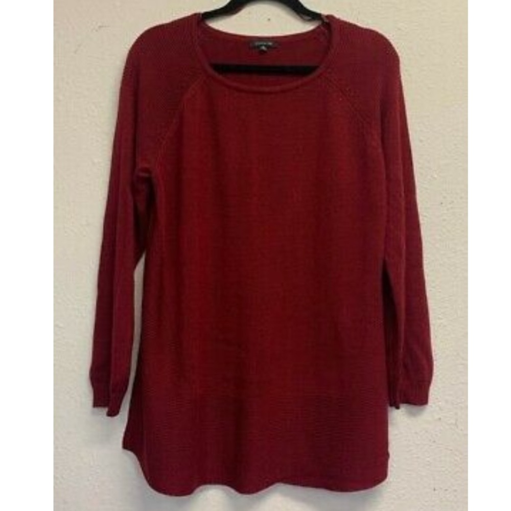 Vision 155 Long-Sleeve Side Slit Tight-Knit Box Sweater - Women's XL - Burgundy